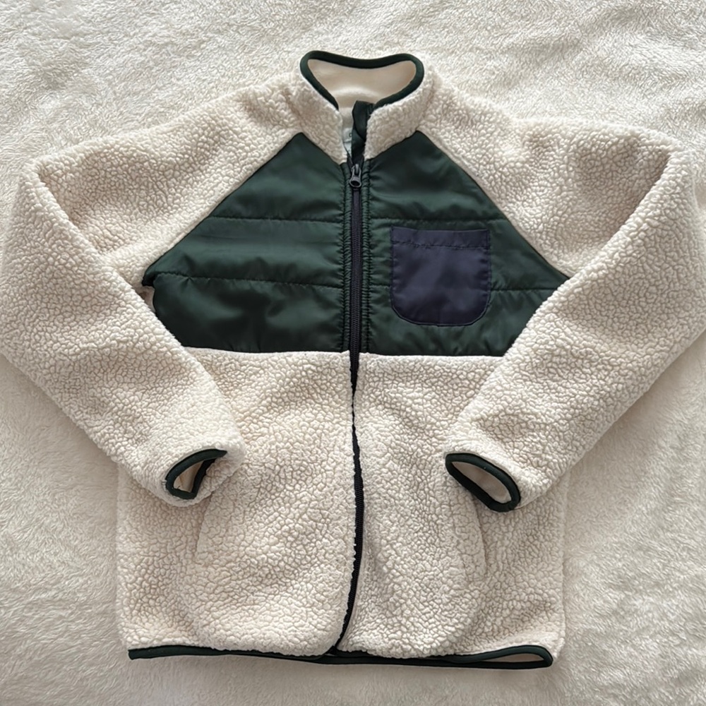 Kids Sherpa Fleece Cream Jacket 8-10 Medium
